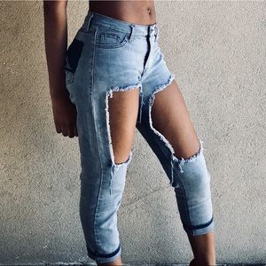 Distressed Cutout Denim